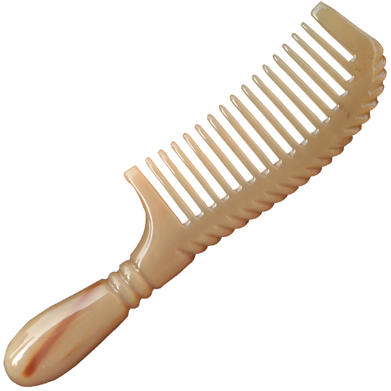 天然牦牛角密细齿直护发梳粗大齿卷发按摩保健梳防静电特大号厚实