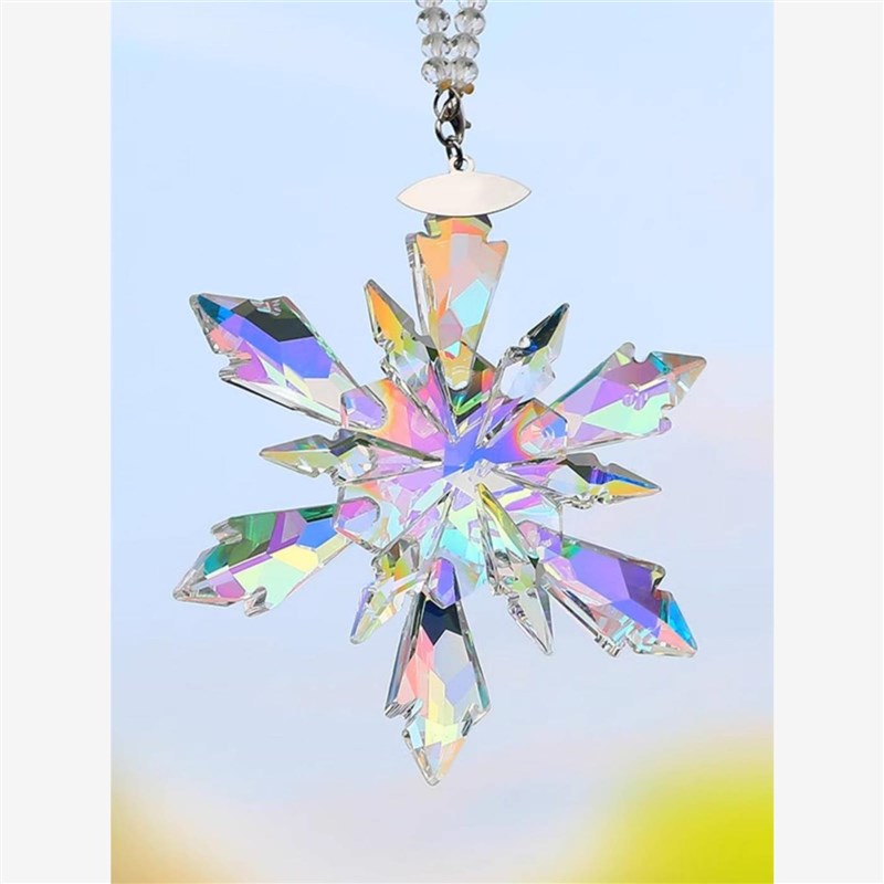 太阳捕手晶体棱光镜炫彩流光水晶体雪花彩虹光卧室挂件阳光装饰品