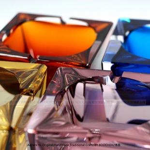 包邮琥珀色防飞灰琉璃水晶手工玻璃烟具风烟缸创意礼品时尚烟灰缸