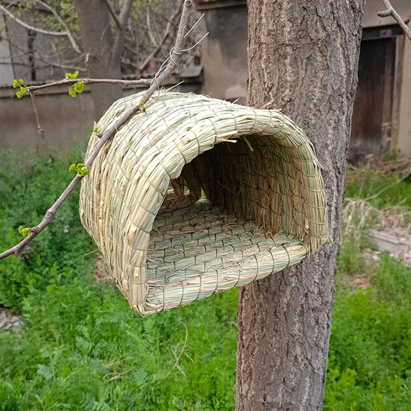 麻雀天然草窝鸟窝鸟巢夏天睡觉户外鸟屋田园装饰木悬挂式用品用具