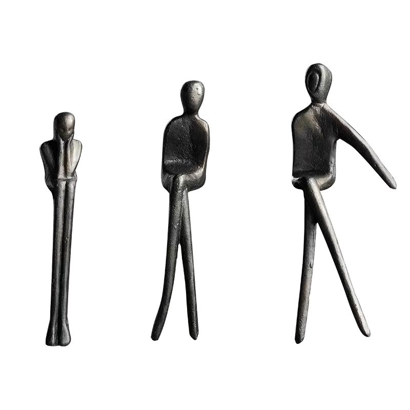 样板间金属人装饰品北欧铁艺创意装饰工艺品书房客厅书柜摆件