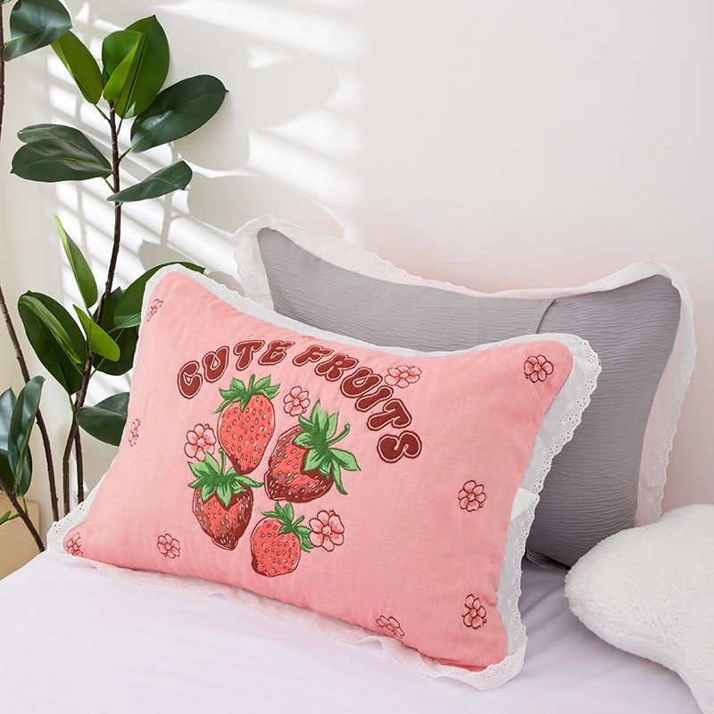 泡芙纯棉枕套一对装长方形可拆洗可爱简约a类枕头套加厚新款卡通,床上用品,枕套,淘宝优惠券,粉丝福利购,淘宝优惠卷