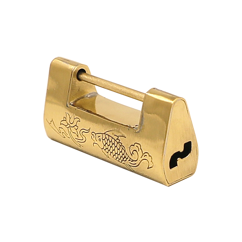 纯黄铜锁老式小铜锁迷你柜门锁小锁子中式仿古代铜锁复古挂横锁头