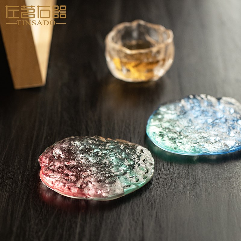 左茗右器玻璃茶托水晶玻璃杯垫茶杯垫隔热垫茶道功夫茶杯垫高档