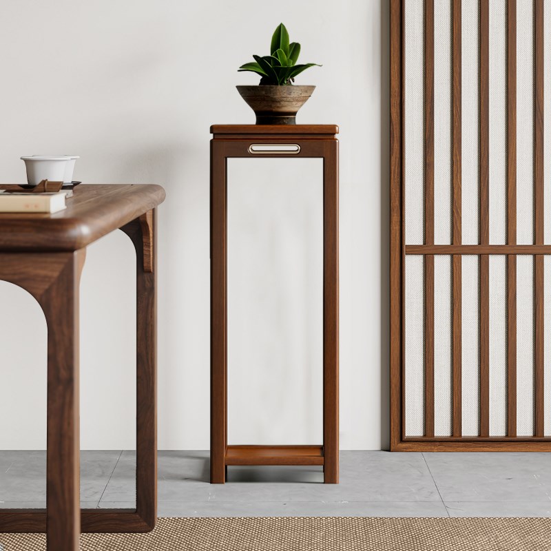 乌金木家用花架实木室内落地式阳台花盆架子置物架榫卯花几花台