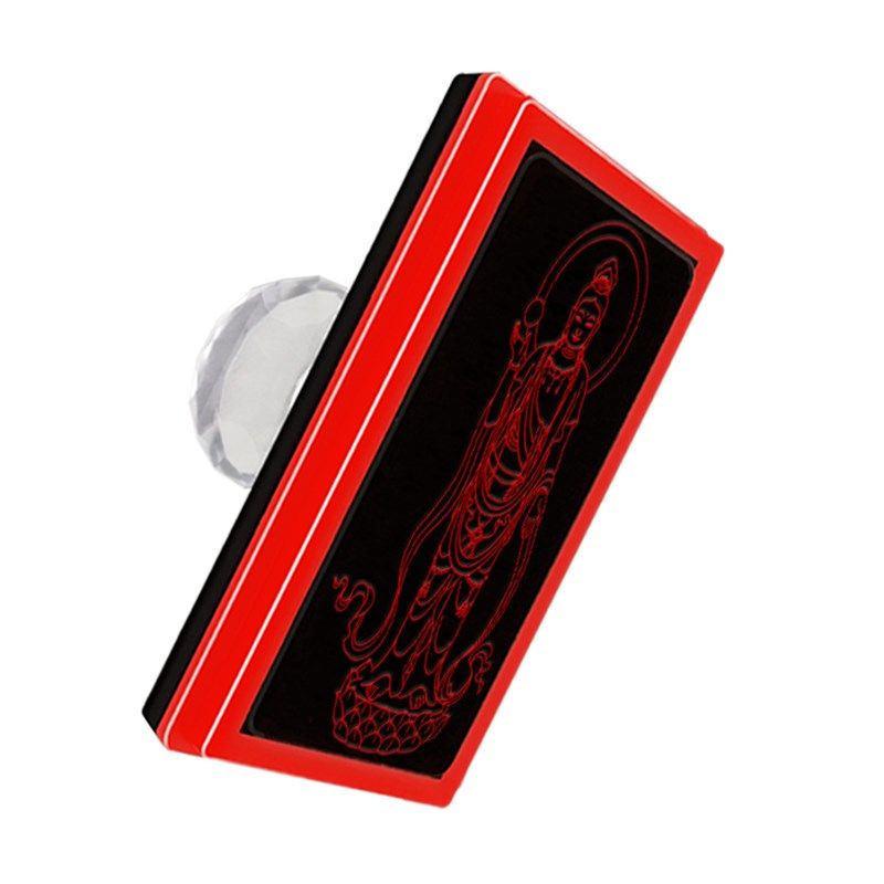 日光菩萨印章水晶柄长方形35x75毫米光敏刻张定制