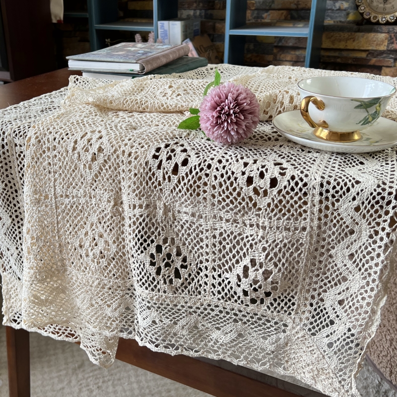 美式乡村复古长方形桌旗桌布装饰棉线钩针茶几柜盖巾文艺森系
