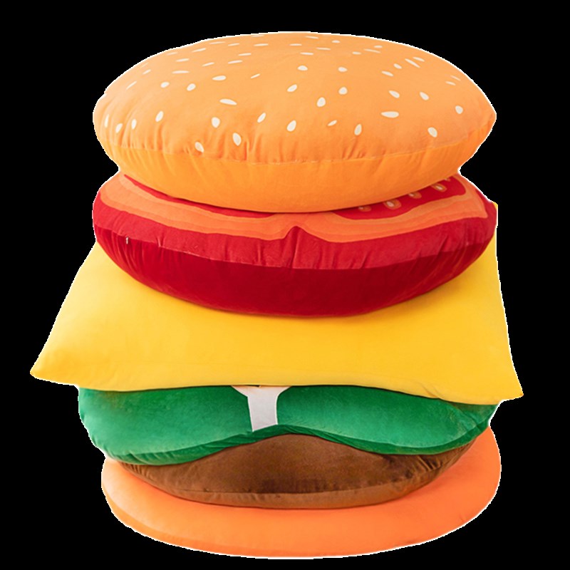 网红创意巨型汉堡沙发坐垫抱枕靠枕毛绒榻榻米垫床上护腰靠枕玩偶