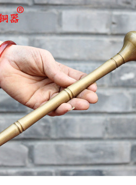 宇卓铜器 纯铜拐杖 黄铜拐杖 加长福字实心拐杖工艺品摆件