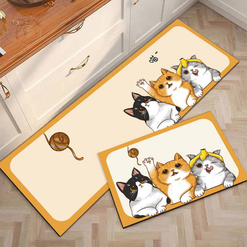 矽藻泥厨房地垫卡通可爱防滑防油吸水门口耐脏脚垫家用免洗可擦