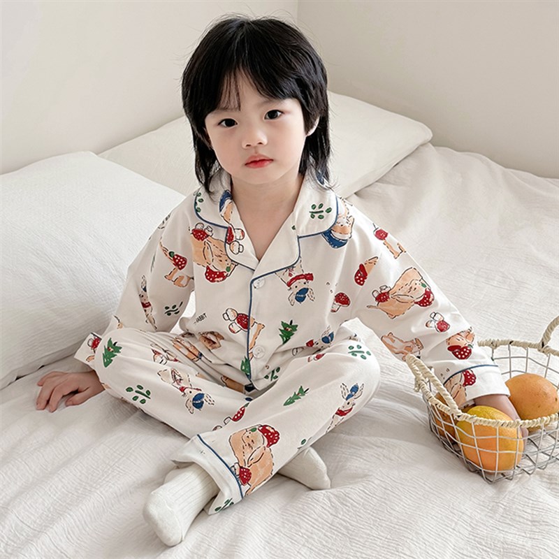 2025新款儿童睡衣全棉女童a类纯棉长袖春秋季女孩开衫家居服套装