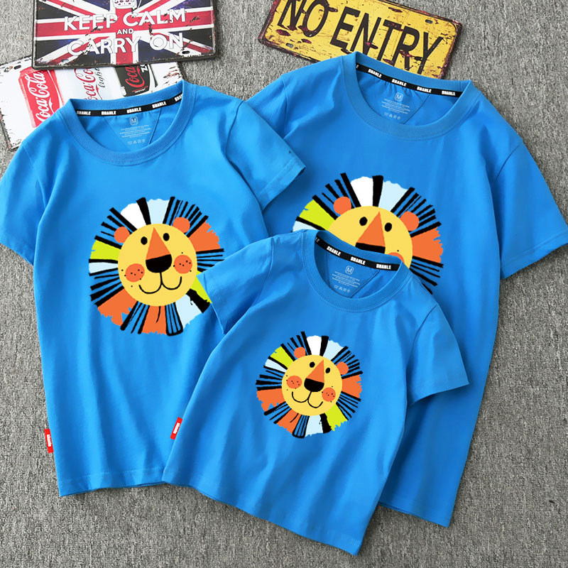 亲子装新款夏装短袖T恤2023新款潮全家福家庭装父子装母子母女装