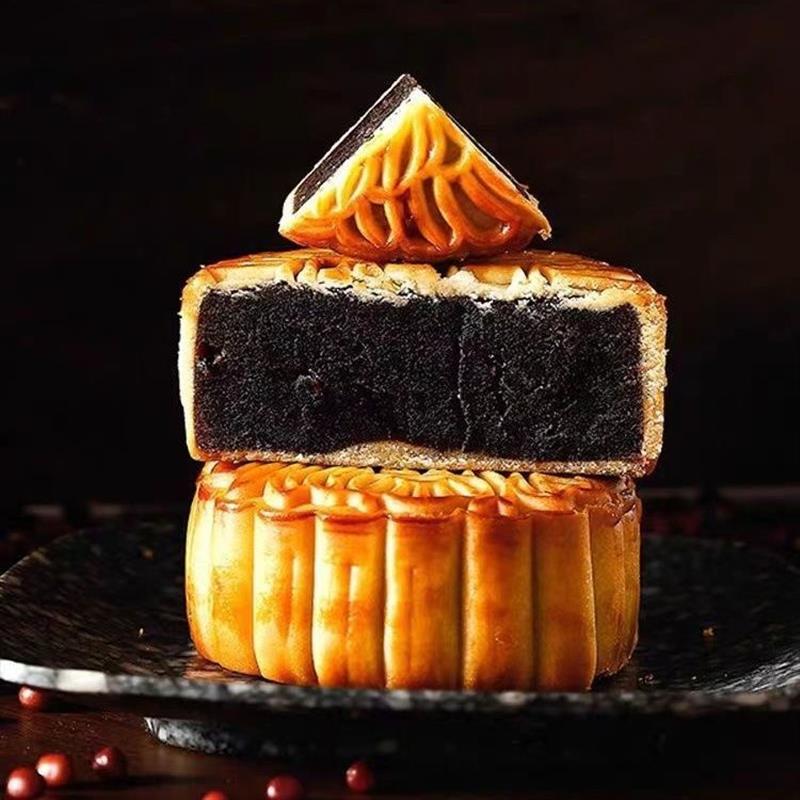 正宗手工柴火黑豆沙月饼黑豆沙夹心月饼台山特产黑豆沙馅广式月饼