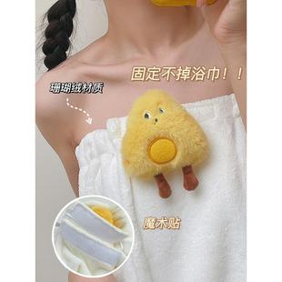 家用可爱速干吸水洗澡可穿可裹抹胸浴裙珊瑚绒 浴巾浴袍女夏天长款