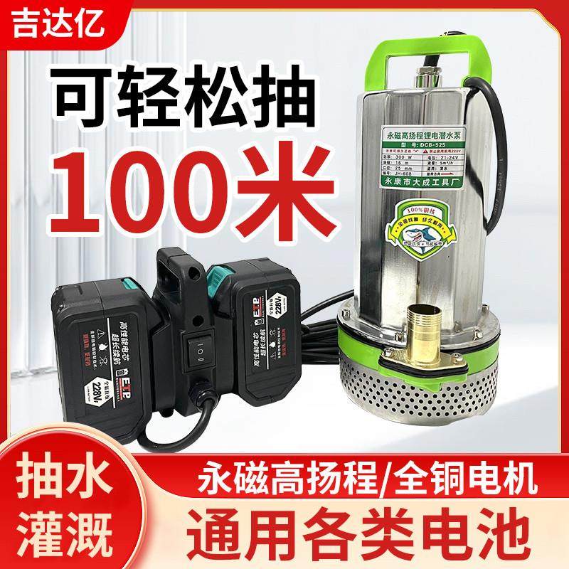 双电池锂电池充电式抽水泵锂电潜水泵农用户外灌溉21V浇地抽水机