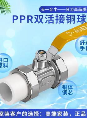 天一 金牛 家装PPR双头活接铜球阀20 25 32 4分 6分 ppr水管配件