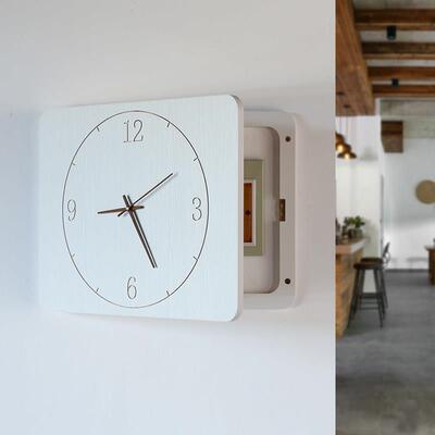 北欧in电表箱装饰画带时钟表实木圆角创意静音配电闸盒玄关遮挡箱