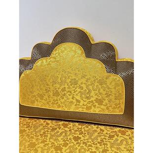 中式罗汉床靠枕山形云朵垫绸缎腰枕宫廷元宝沙发扇形靠背靠山精品