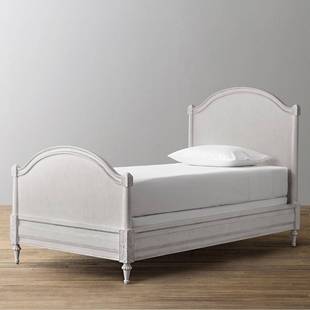 RH美式 乡村卧室系列实木做旧单人床橡木雕花儿童床