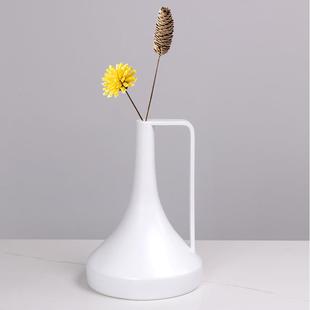 生活现代抽象白色树脂水壶花瓶客厅茶几桌面扭曲花器家居雕塑摆件