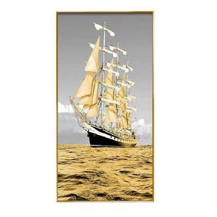 一帆风顺玄关装饰画走廊尽头过道简约现代轻奢办公室装修壁画竖版