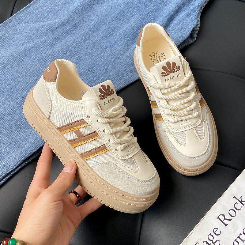 好货厚底阿甘鞋女2026新款夏秋季百搭运动网面三条杠小白鞋学生板