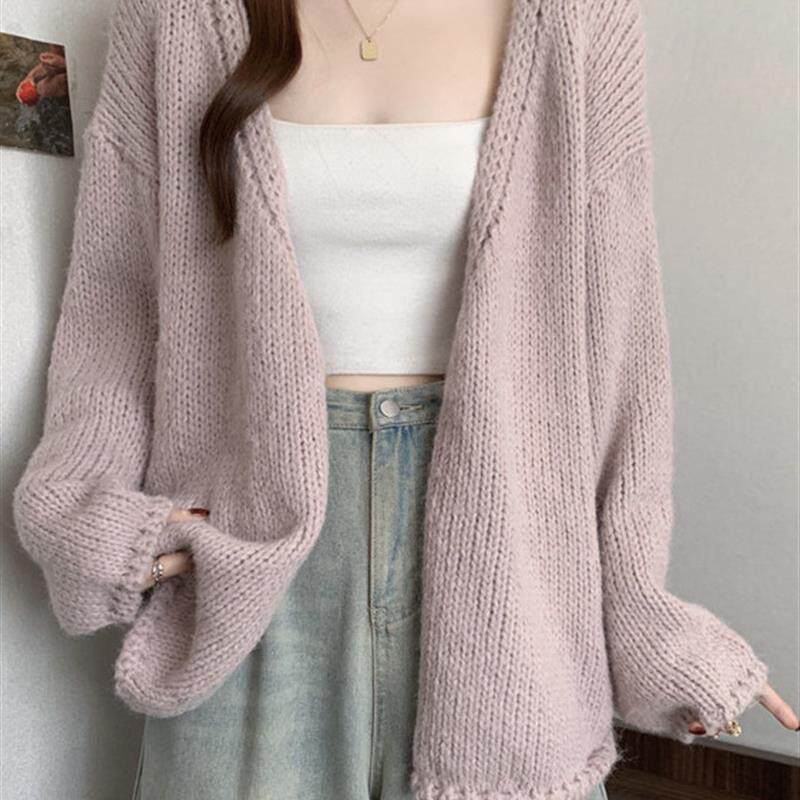 好货巨好看咖色毛衣开衫上衣秋冬2025新款加厚大码女装胖mm针织衫