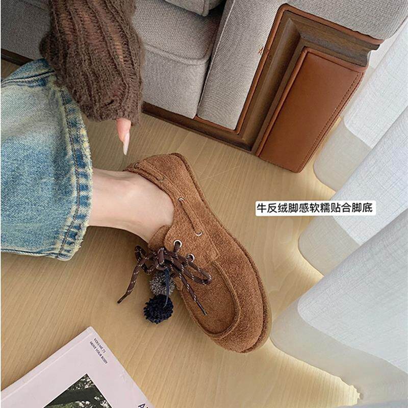 好货2025春秋新款老钱风圆头小皮鞋系带乐福鞋女厚底串珠流苏单鞋