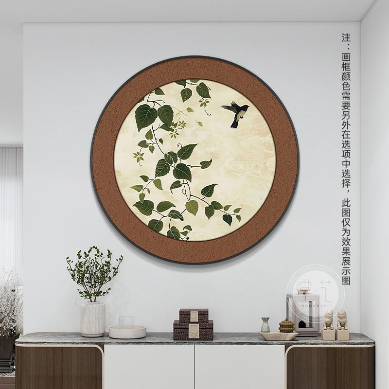 中古风餐厅餐馆装饰画法式复古饭厅饭店包厢挂画高档酒店圆形壁画图片