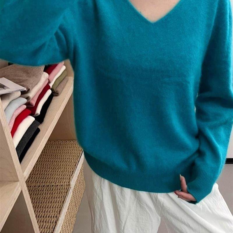 好货别致休闲慵懒风纯色v领长袖毛衣针织衫女秋季款洋气软糯内搭,女装/女士精品,羊绒衫,淘宝优惠券,粉丝福利购,淘宝优惠卷