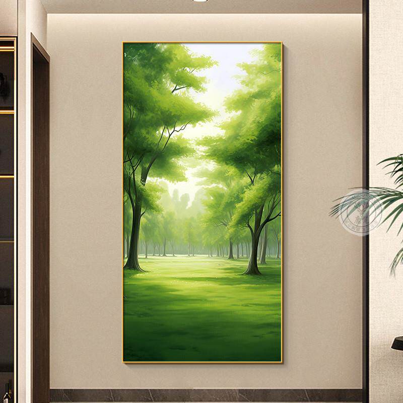 现代简约森林装饰画入户正对门玄关画小清新自然风景走廊过道挂画