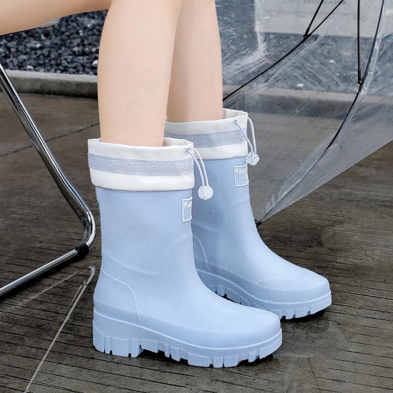 新品中筒雨靴女款雨天外穿时尚雨鞋成人水鞋女内增高厚底防滑防水