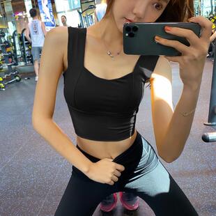 新运动背心女外穿健身专用美背瑜伽文胸固定杯垫聚拢防震一体式运
