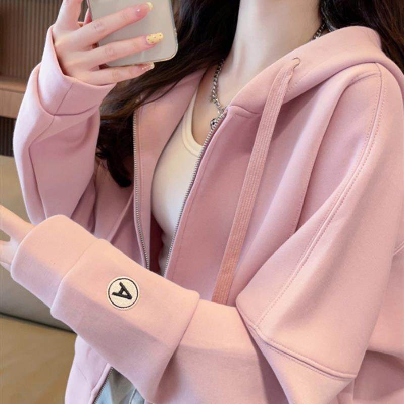 好货卫衣女2025年新款春秋薄款韩版宽松大码短款小个子慵懒风连帽