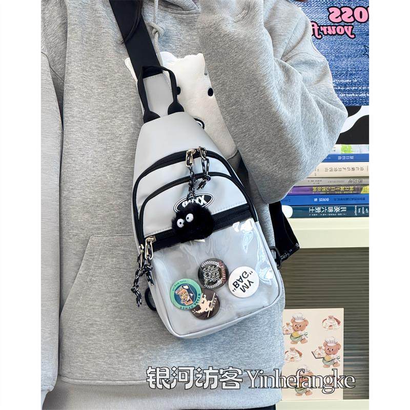 好货日系潮流复古休闲胸包男透明谷子痛包10cm娃包运动骑行单肩斜,箱包皮具/热销女包/男包,胸包,淘宝优惠券,粉丝福利购,淘宝优惠卷