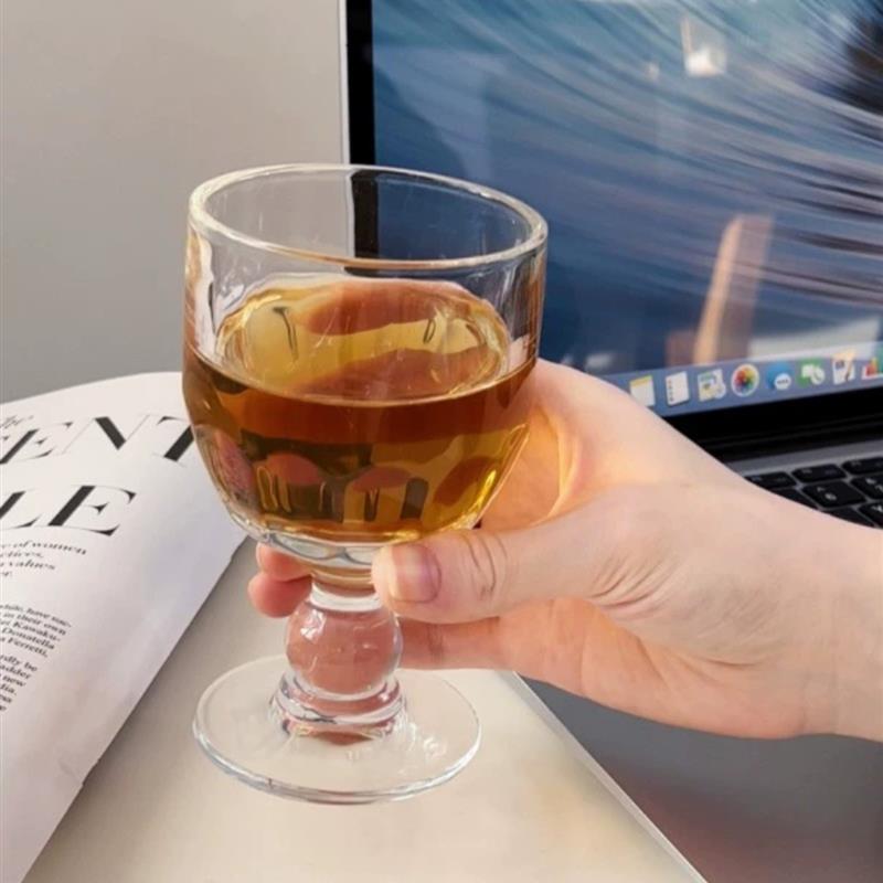 圣诞热红酒杯复古甜酒杯家用玻璃水杯中古香槟杯高脚杯冰酒酒杯