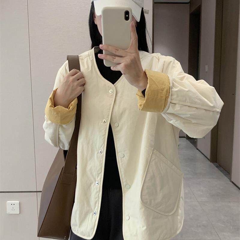 好货超好看棉服外套女短款洋气减龄2025秋冬新款拼接圆领轻薄保暖