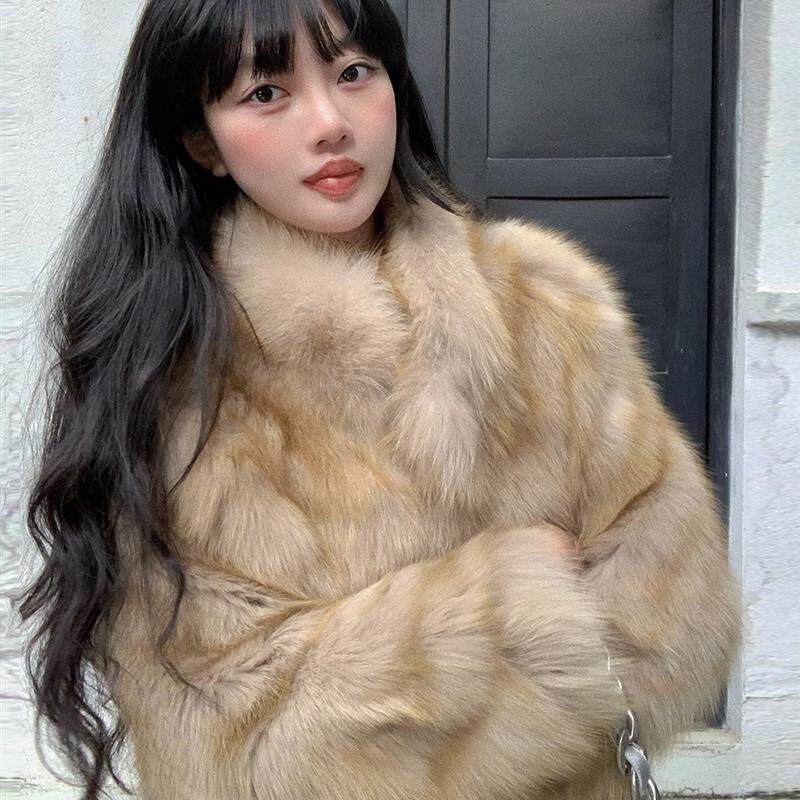 好货2025冬季新款环保狐狸毛皮草外套女年轻款皮毛一体加厚毛毛大