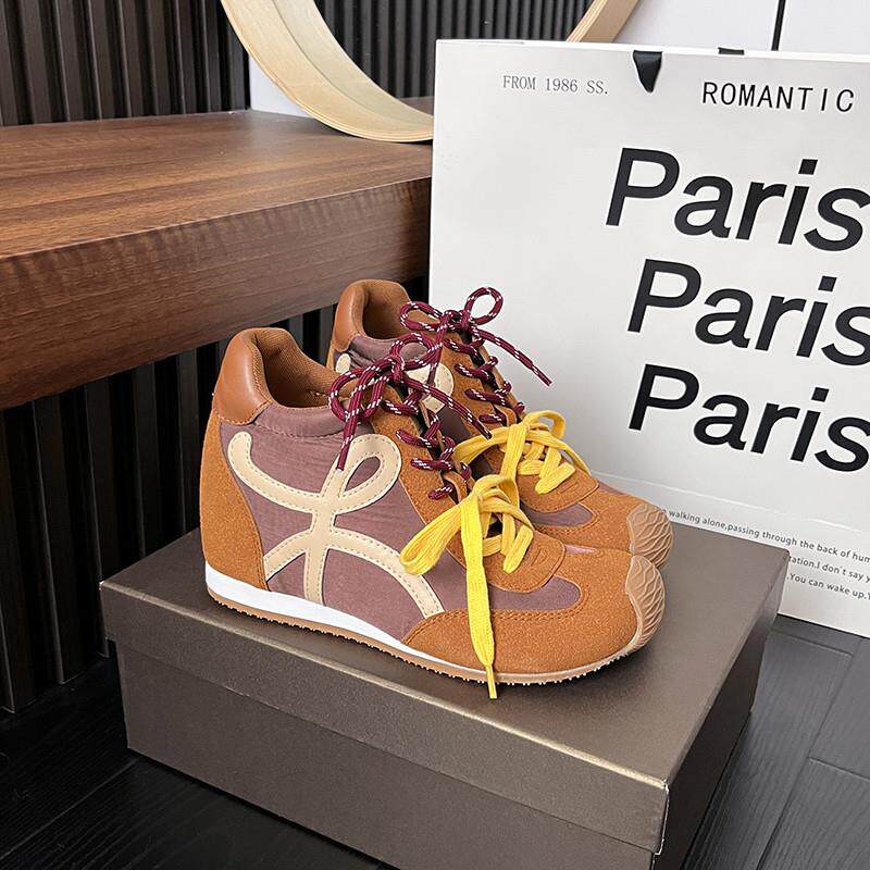 好货10CM内增高德训鞋女款2026新款春夏红色厚底小个子板鞋透气运