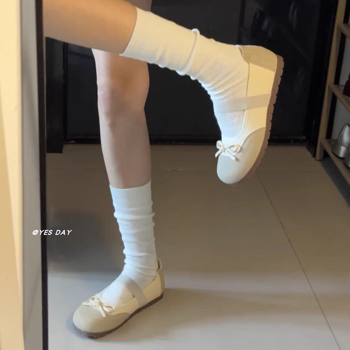 新品日系蝴蝶结芭蕾风配裙子玛丽珍鞋女2026春季新款可爱圆头软底