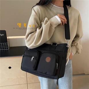 好货帆布包女大学生手提百搭大容量上课包休闲简约时尚斜挎包单肩