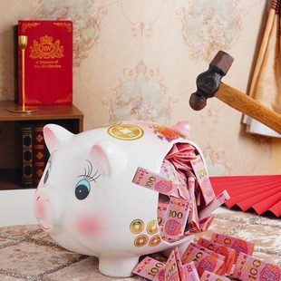 储蓄罐存钱罐只进不出不可取家用女大号陶瓷猪摆件礼品 2024新款