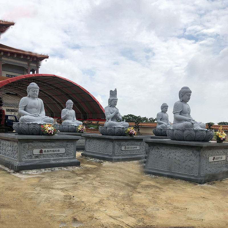 供应 石雕三宝佛 汉白玉三世佛像 释迦摩尼佛寺庙雕塑摆件