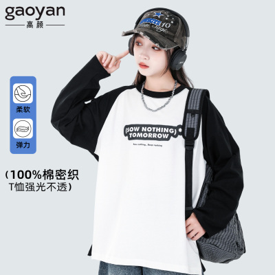 女大童长袖t恤25年新款100%棉