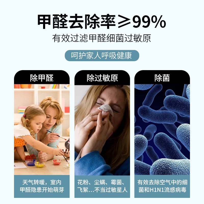 空气净化器负离子居家用桌面小型除甲醛紫外线迷你消毒机