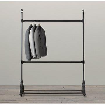 复古服装架服装店中岛男女货架落地侧挂展示架双层铁艺单层挂衣架