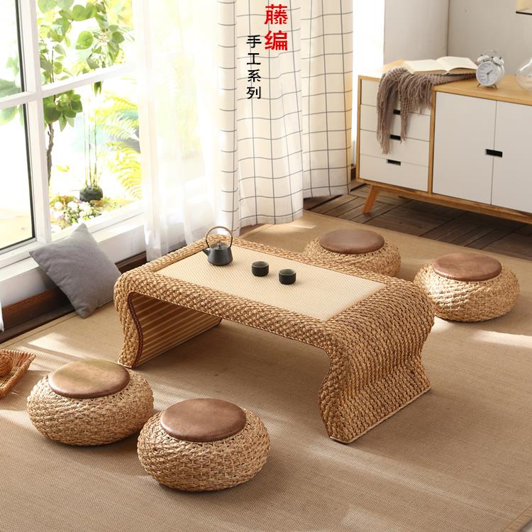 藤编榻榻米茶几阳台桌茶桌简约飘窗桌日式矮桌家用地台休闲小桌子
