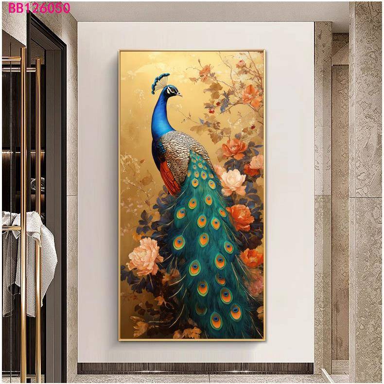 【折扣价】孔雀关酒装饰画牡丹富贵花开中式新挂玄画店走廊过道壁