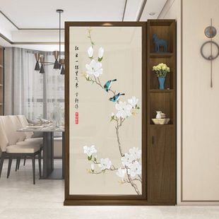 实木屏风隔断客厅简约入户玄关柜现代家用卧室进门遮挡座屏 新中式