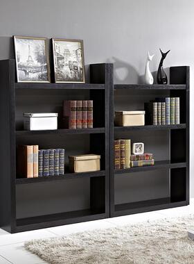 落地书柜北欧书架简约现代收纳书柜子实木多功能黑色置物柜装饰架